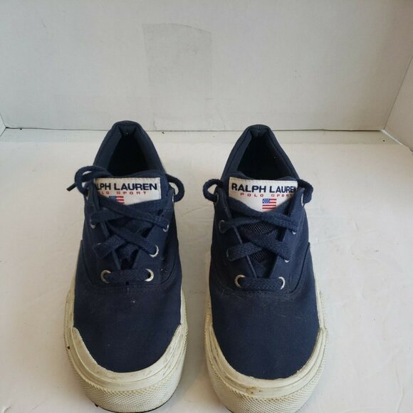 VTG 90s Ralph Lauren Polo Sport Women's BLUE Canvas Sneakers Shoes Size 8.5 - Picture 1 of 8